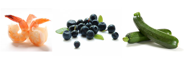 Prawns, Blueberries and Courgettes