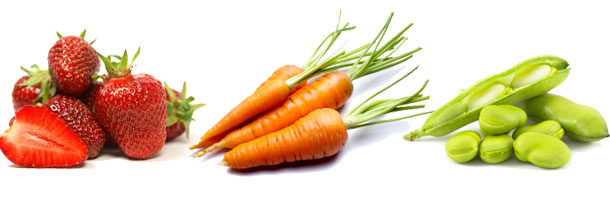 Strawberries, Carrots and Broad Beans